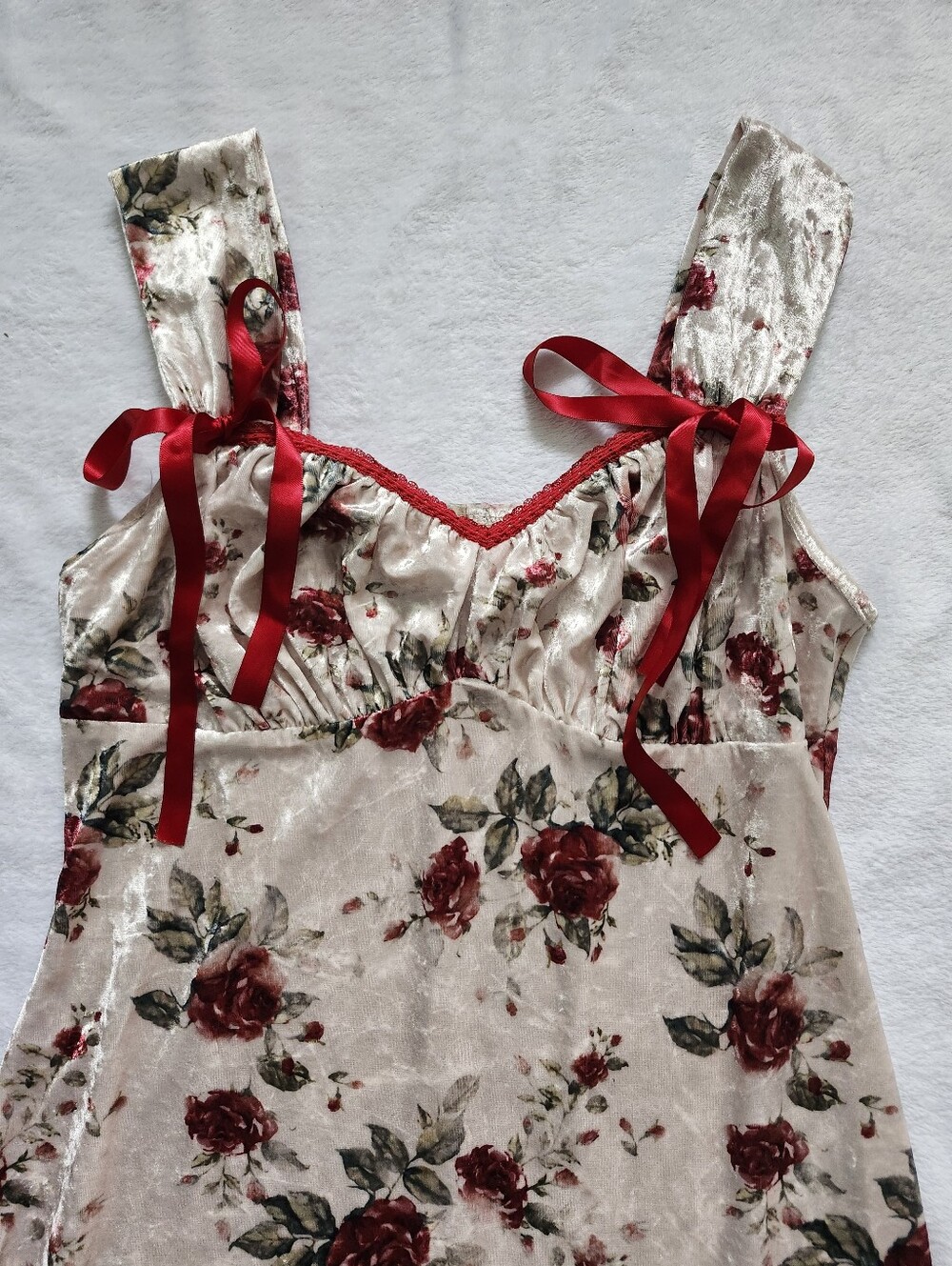 Vintage Like  Romantic Coquette Whimsical  Floral Velvet Maxi Dress ‎ Small - Picture 6 of 11